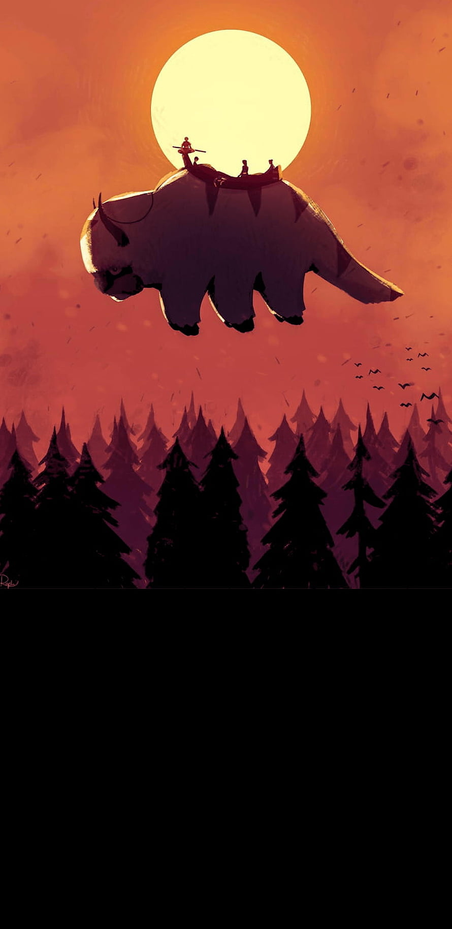 Appa the Flying Bison Soaring Over a Forest at Sunset in Avatar The Last Airbender HD phone wallpaper