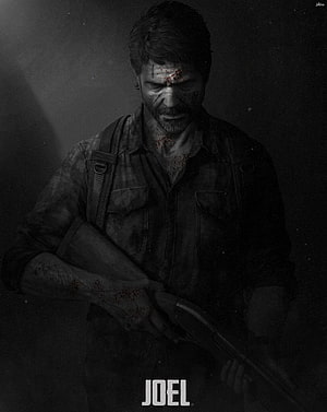 Joel from The Last of Us holding a shotgun in a dark, gritty monochrome portrait HD phone wallpaper