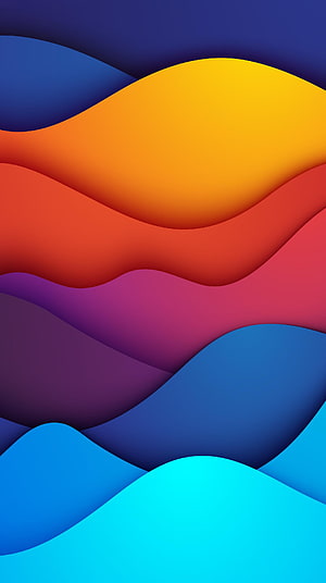 Vibrant Layered Abstract Waves in Warm and Cool Tones HD phone wallpaper