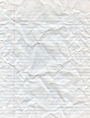 Crumpled White Notebook Paper with Blue Lines and Red Margin HD phone wallpaper