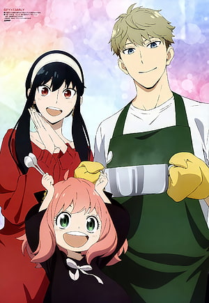 Spy x Family: Loid, Yor, and Anya in a Warm Kitchen Scene HD phone wallpaper
