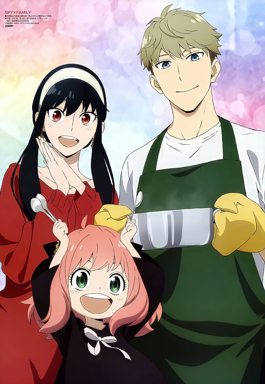 Spy x Family: Loid, Yor, and Anya in a Warm Kitchen Scene HD phone wallpaper