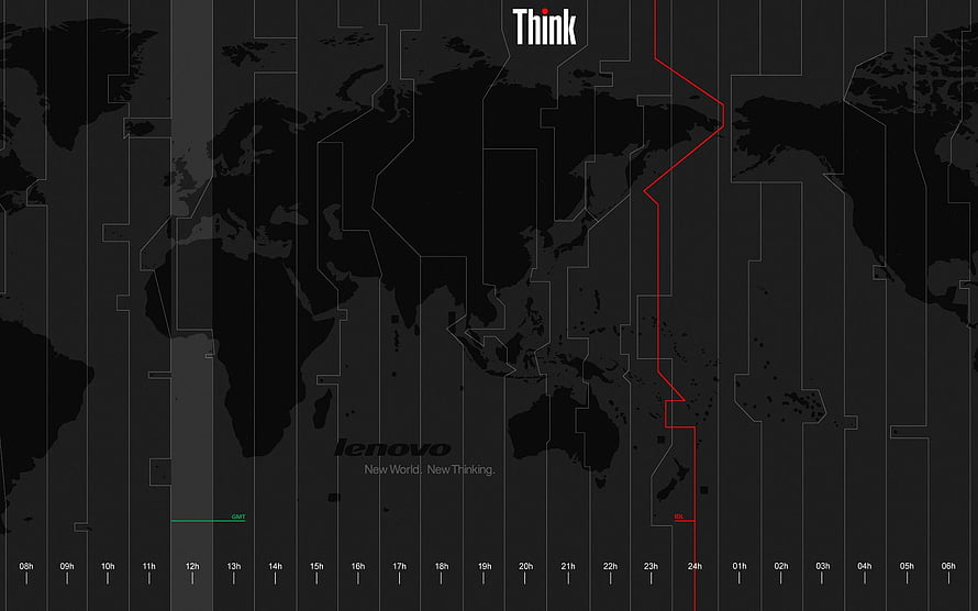 Lenovo ThinkPad World Time Zone Map Dark Desktop Background HD wallpaper