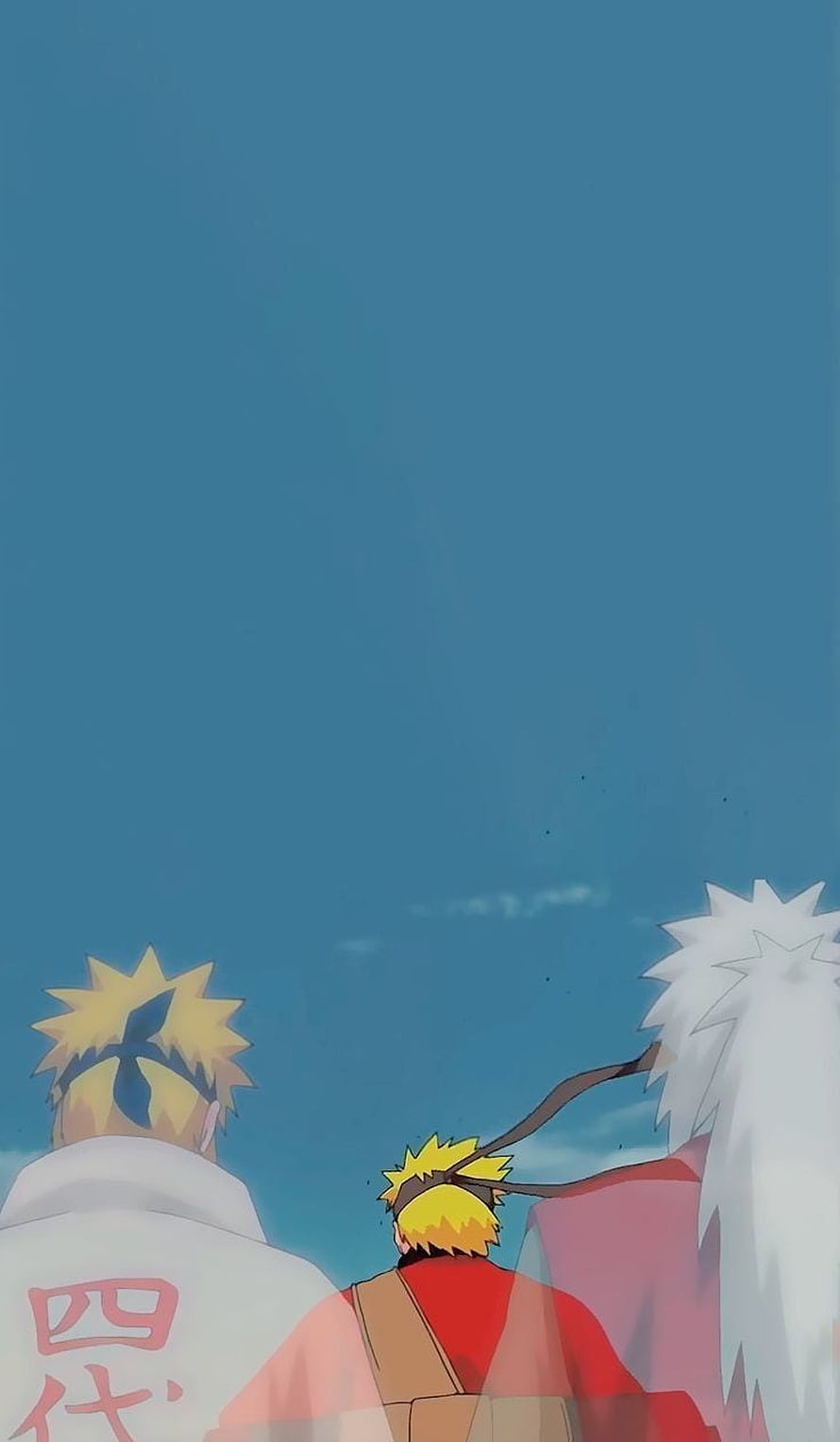Naruto, Minato, and Jiraiya Gazing at the Sky in a Serene Anime Scene HD phone wallpaper