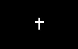 Minimalist White Christian Cross on Solid Black Background HD wallpaper