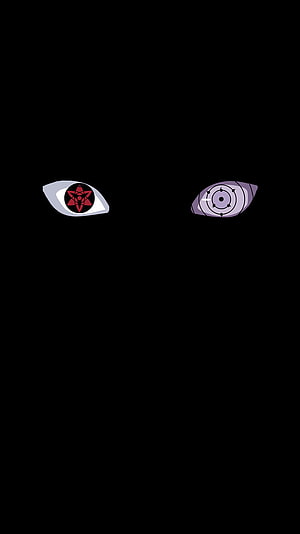 Naruto Sasuke Uchiha Sharingan and Rinnegan Eyes on Black Background HD phone wallpaper
