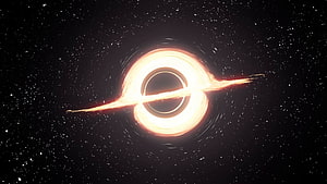 Interstellar Black Hole with Glowing Accretion Disk in Deep Space HD wallpaper