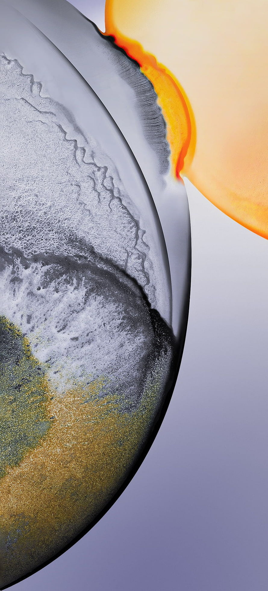 Abstract Fluid Art with Metallic Gold and Orange Accents on a Minimalist Background HD phone wallpaper
