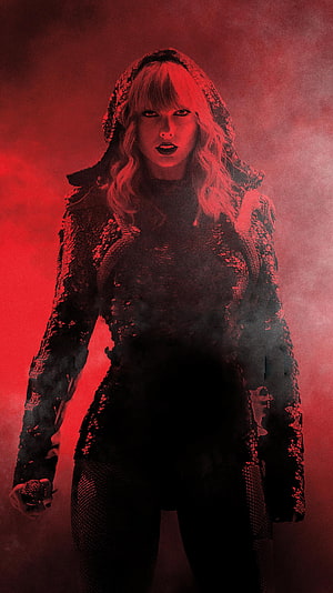Taylor Swift in dramatic red-lit hooded outfit with smoke and sequined jacket HD phone wallpaper
