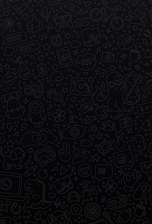 Dark doodle pattern wallpaper with playful line art icons and symbols HD phone wallpaper