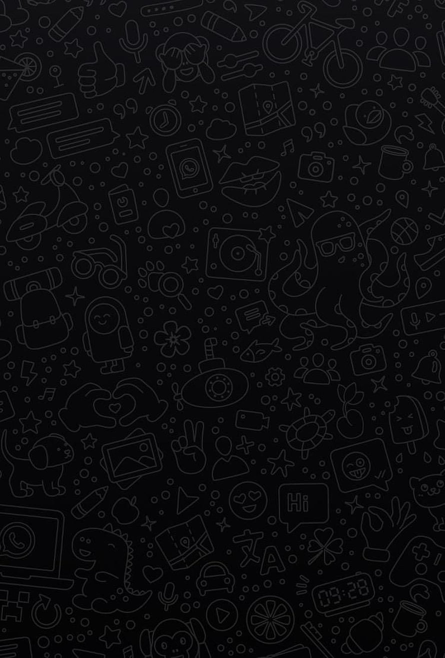 Dark doodle pattern wallpaper with playful line art icons and symbols HD phone wallpaper