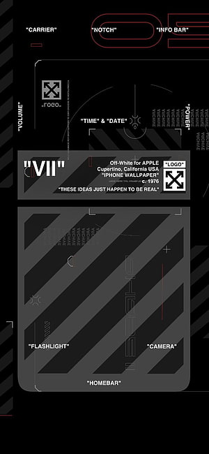 Off-White iPhone Wallpaper with Diagonal Stripes and Technical UI Elements HD phone wallpaper