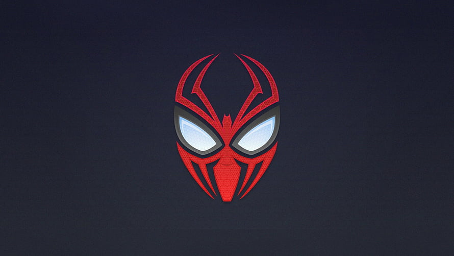 Miles Morales Spider-Man Mask Icon on Dark Background HD wallpaper