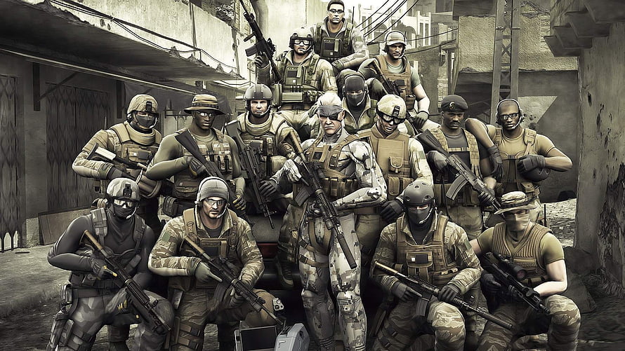 Metal Gear Solid 4: Guns of the Patriots Solid Snake and Elite Squad Group Portrait HD wallpaper