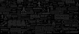 Retro Video Game Company Logo Collage on Black Background HD wallpaper