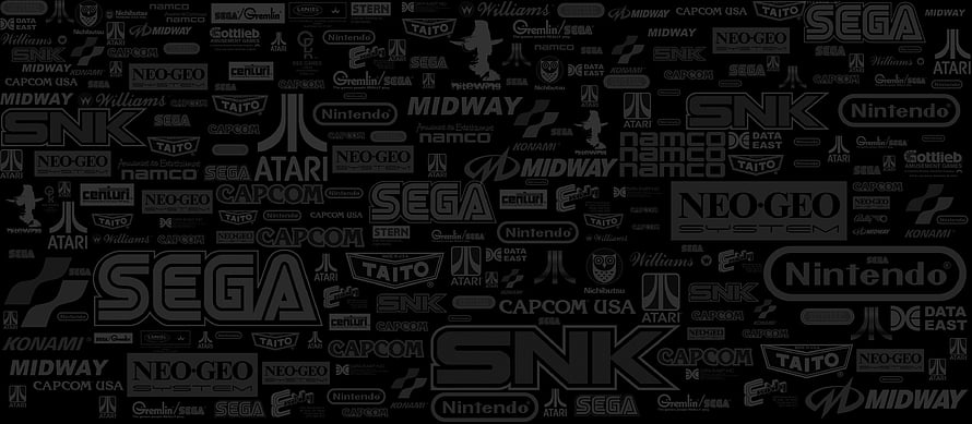 Retro Video Game Company Logo Collage on Black Background HD wallpaper