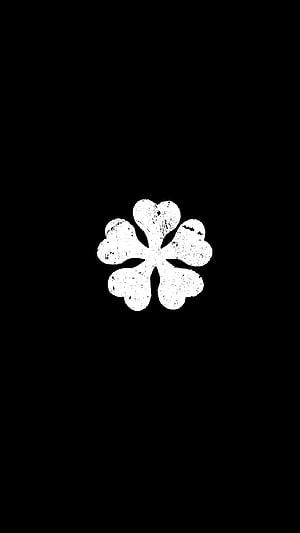 Black Clover Anime Symbol Minimalist White Clover on Black Background HD phone wallpaper