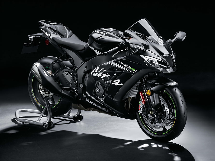 Kawasaki Ninja ZX-10R Black Sport Motorcycle Studio Shot HD wallpaper