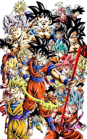Dragon Ball Super Goku Transformation Collection Anime Illustration HD phone wallpaper