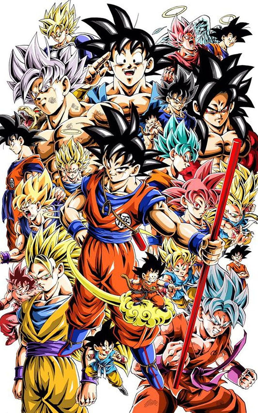 Dragon Ball Super Goku Transformation Collection Anime Illustration HD phone wallpaper