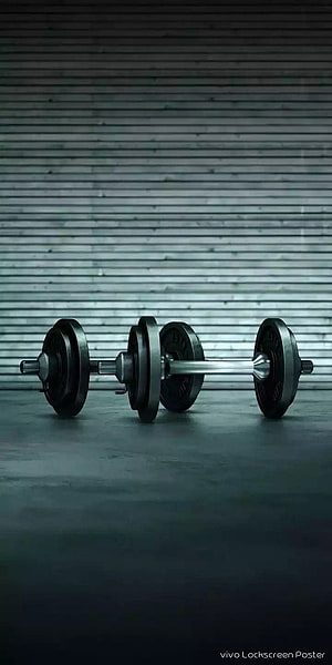 Loaded Barbell Resting on Concrete Floor Against Industrial Slatted Wall HD phone wallpaper