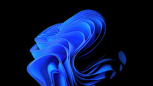 Windows 11 AMOLED Blue Abstract Flowing Ribbon Wallpaper HD wallpaper
