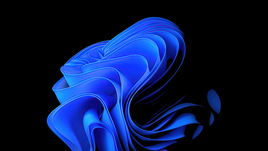 Windows 11 AMOLED Blue Abstract Flowing Ribbon Wallpaper HD wallpaper