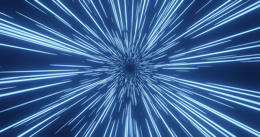 Star Wars Hyperspace Jump Effect with Radiating Blue Light Streaks HD wallpaper