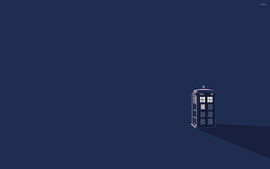 Doctor Who TARDIS Phone Booth Minimalist Illustration on Dark Blue Background HD wallpaper