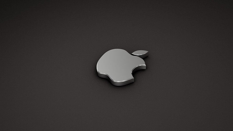 Sleek 3D Apple Logo Emblem on Dark Matte Surface HD wallpaper