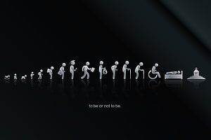 Minimalist Human Life Cycle Infographic with Philosophical Quote on Dark Background HD wallpaper