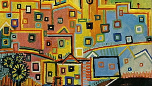 Pablo Picasso Vibrant Cubist Village Landscape With Colorful Houses And Windows HD wallpaper