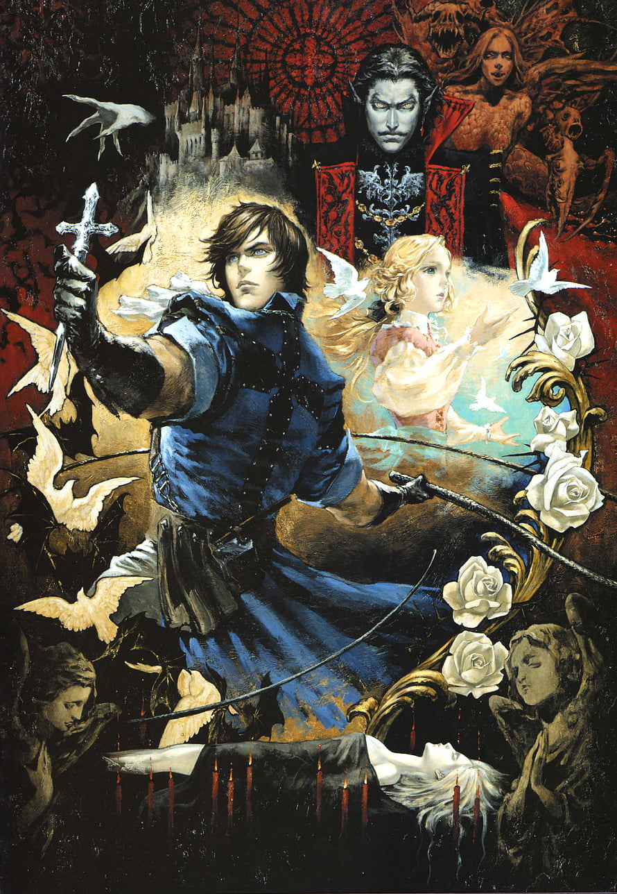 Castlevania Dracula X Chronicles Dark Fantasy Illustration with Vampire and Knight HD phone wallpaper