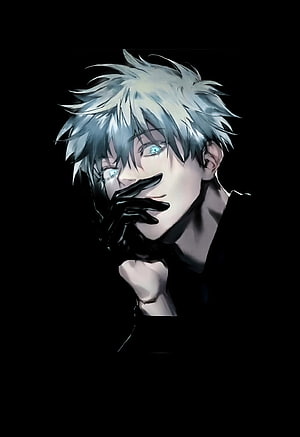 Gojo Satoru Anime Character Portrait with Silver Hair and Blue Eyes HD phone wallpaper
