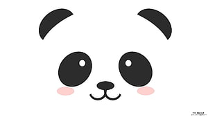 Cute Minimalist Panda Face Illustration with Soft Pink Cheeks and Simple Black Features HD wallpaper