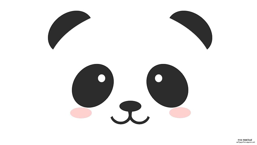 Cute Minimalist Panda Face Illustration with Soft Pink Cheeks and Simple Black Features HD wallpaper