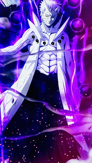 Obito Uchiha in Ten-Tails Jinchuriki Form with Purple Chakra Aura HD phone wallpaper