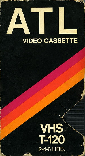 Vintage ATL VHS T-120 Video Cassette Label with Retro Diagonal Stripes HD phone wallpaper