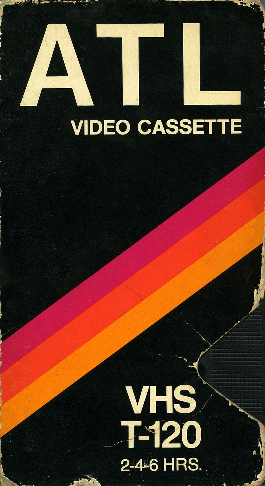 Vintage ATL VHS T-120 Video Cassette Label with Retro Diagonal Stripes HD phone wallpaper
