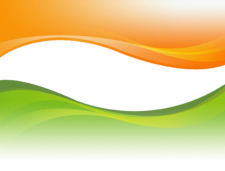 Abstract Orange and Green Wavy Banner Design with White Center Space HD wallpaper