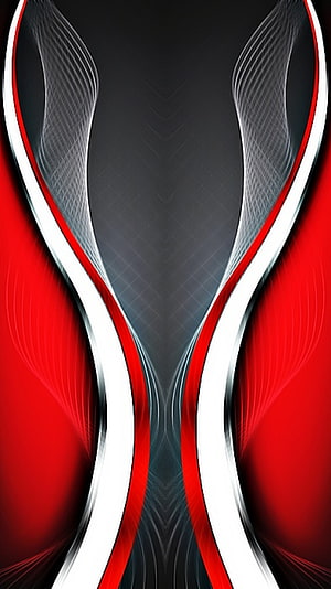 Abstract Symmetrical Red and White Curves on Dark Background HD phone wallpaper