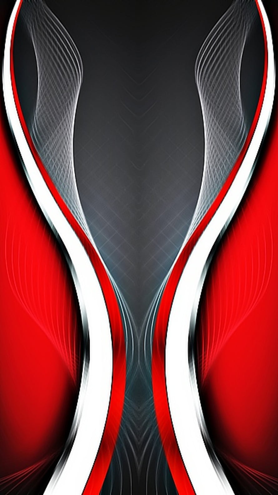 Abstract Symmetrical Red and White Curves on Dark Background HD phone wallpaper