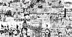 One Piece Manga Panel Collage Featuring Iconic Black and White Scenes HD wallpaper