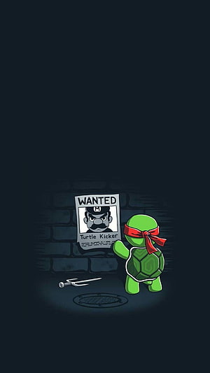 Cute Ninja Turtle Pasting Wanted Poster in Dark Sewer Setting HD phone wallpaper