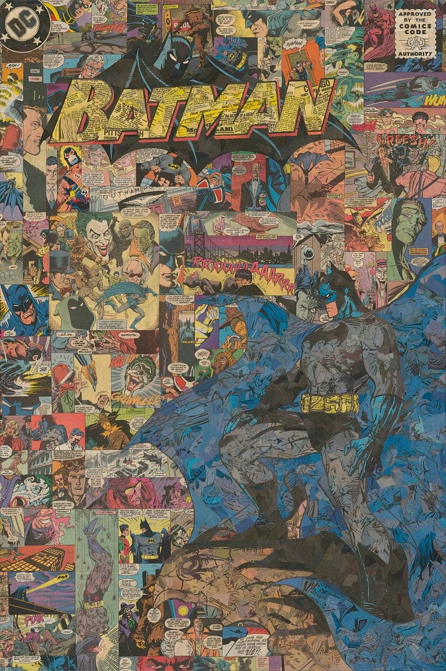 Batman Comic Book Collage Artwork Featuring Classic DC Comics Panels and Character Illustrations HD phone wallpaper