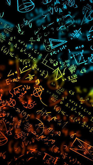 Neon Mathematical Equations and Geometric Shapes on Black Background HD phone wallpaper