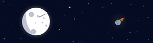 Minimalist Space Scene with Moon and Rocket Ship on Dark Starry Background HD wallpaper