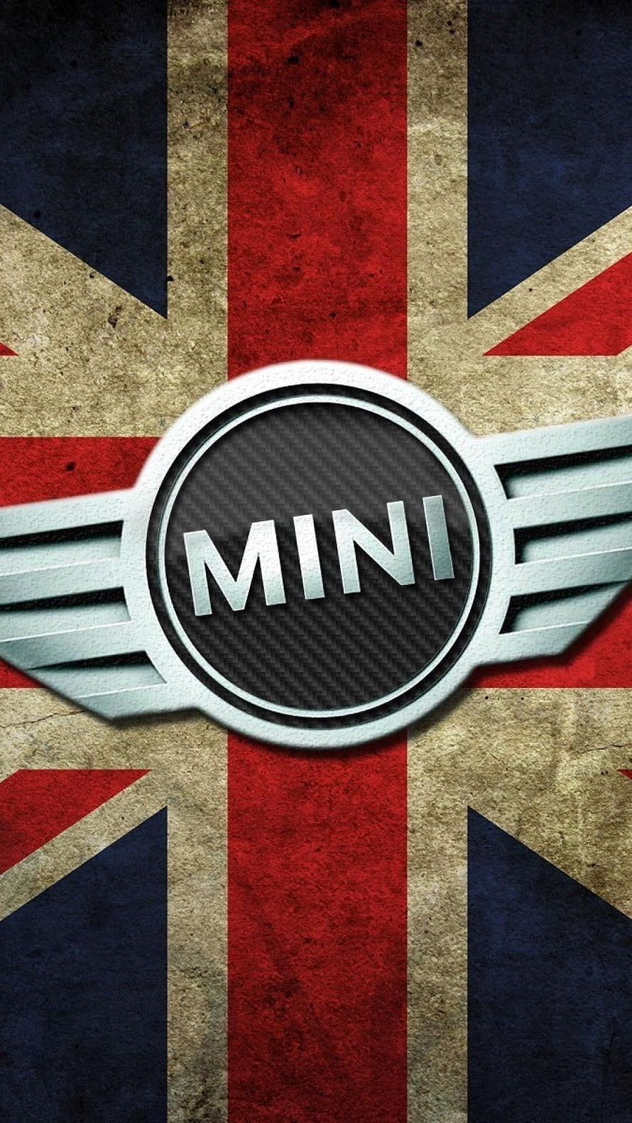 Mini Cooper Logo Emblem Set Against A Distressed Vintage Union Jack Flag Background HD phone wallpaper
