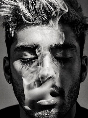 Zayn Malik Black and White Portrait with Smoke and Closed Eyes HD phone wallpaper