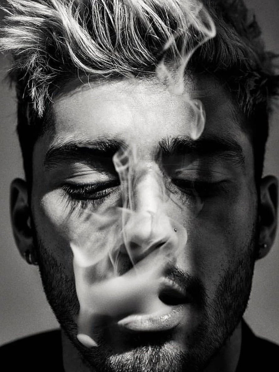 Zayn Malik Black and White Portrait with Smoke and Closed Eyes HD phone wallpaper